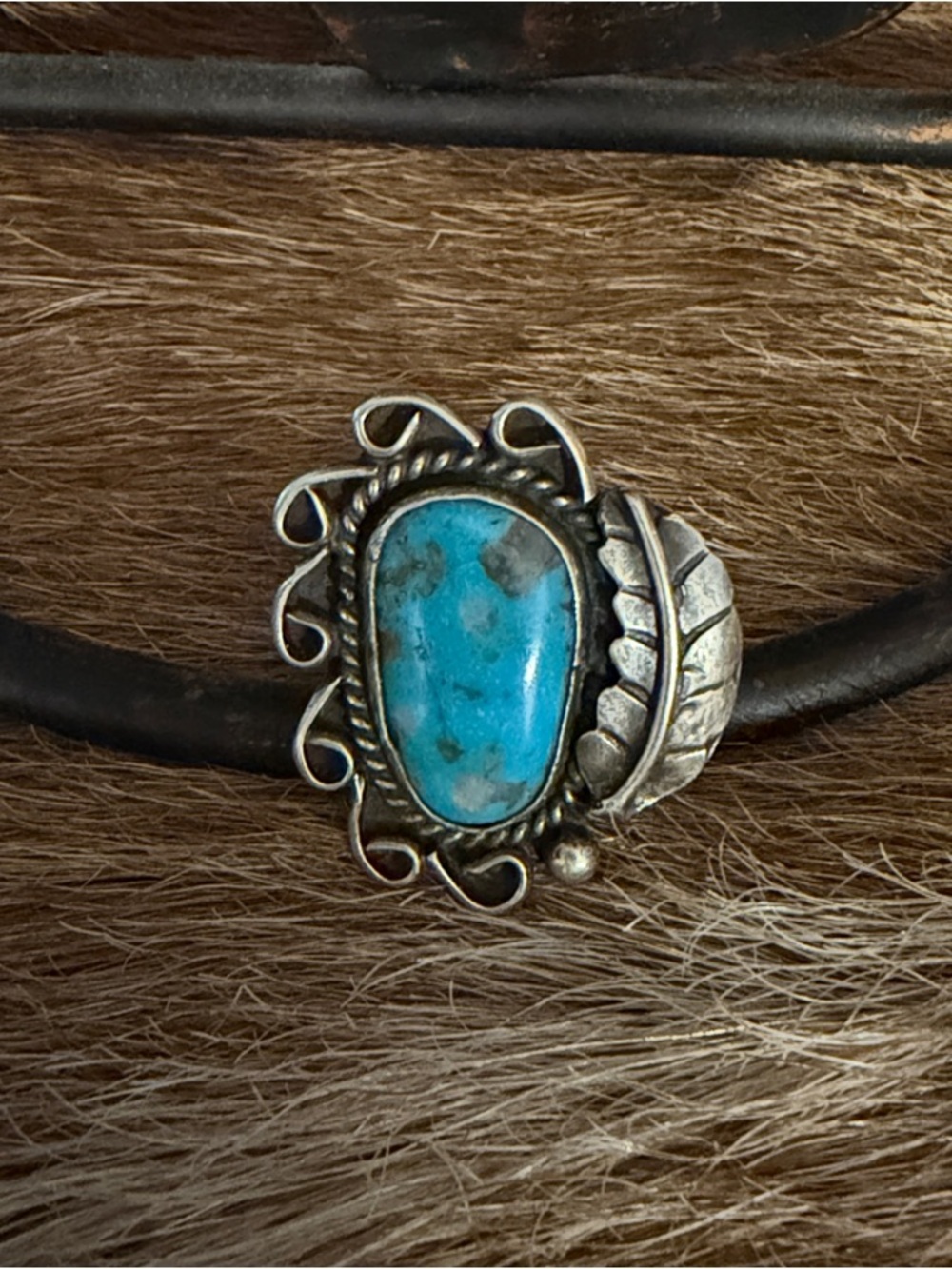 Vintage Turquoise Navajo feather ring